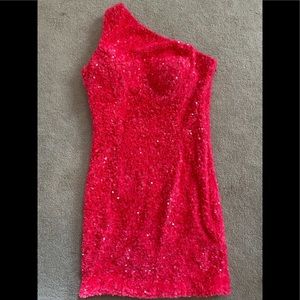 Hot Pink Formal Sequin Dress Size 4